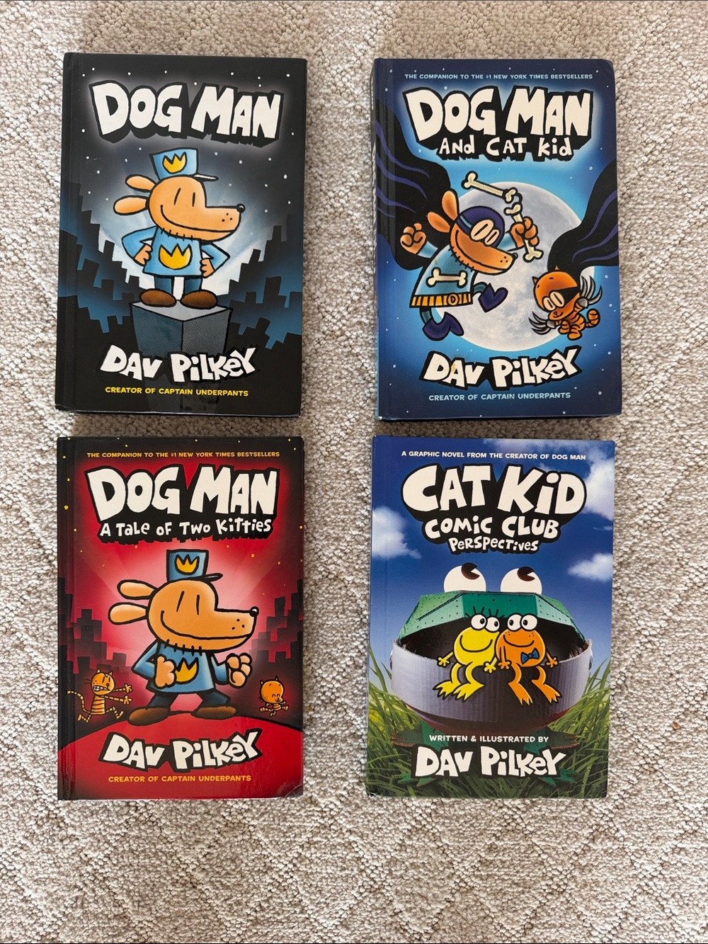 Scholastic Dog Man Series Back-Cover Bundle — Blue, Black, Red, Teal